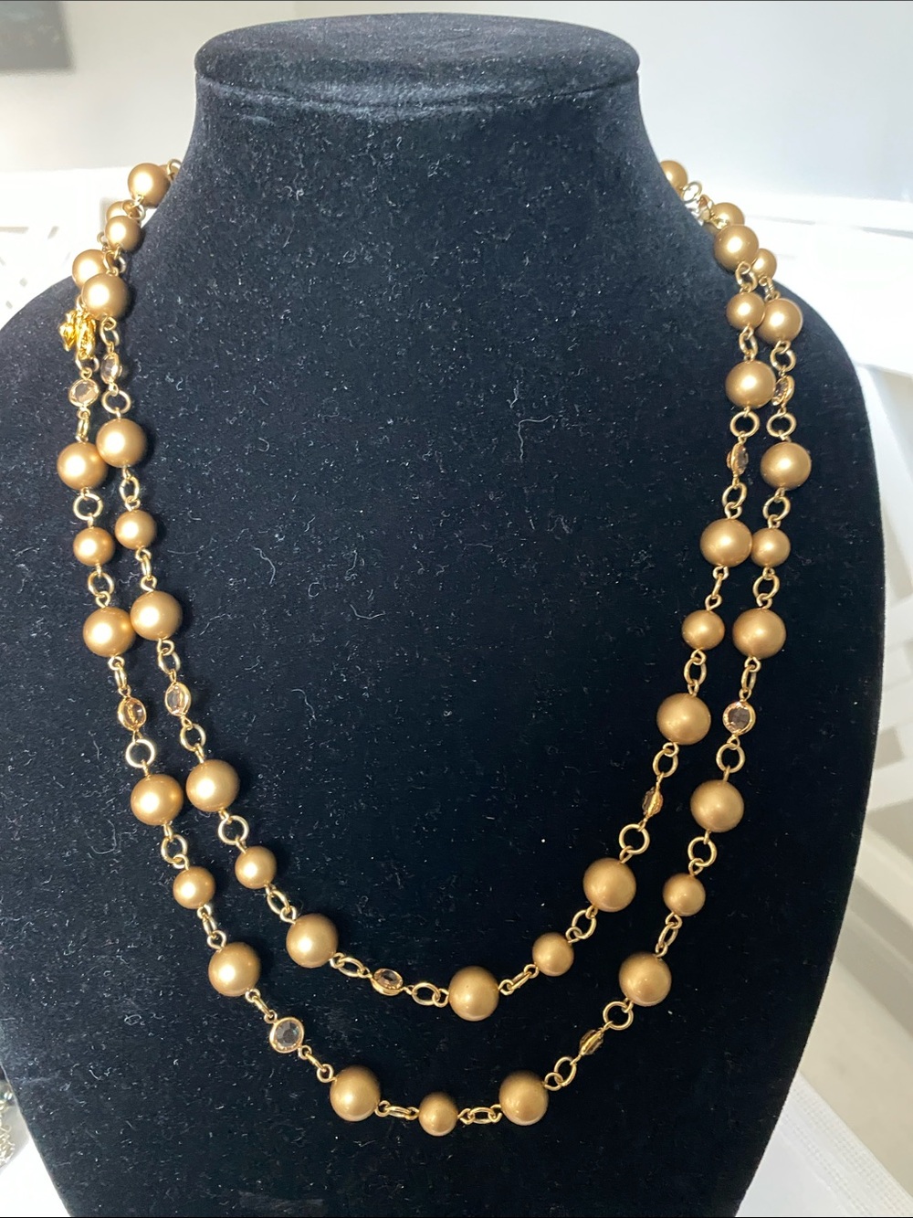 Carolee Gold-Tone Triple Strand Satin Bead Necklace